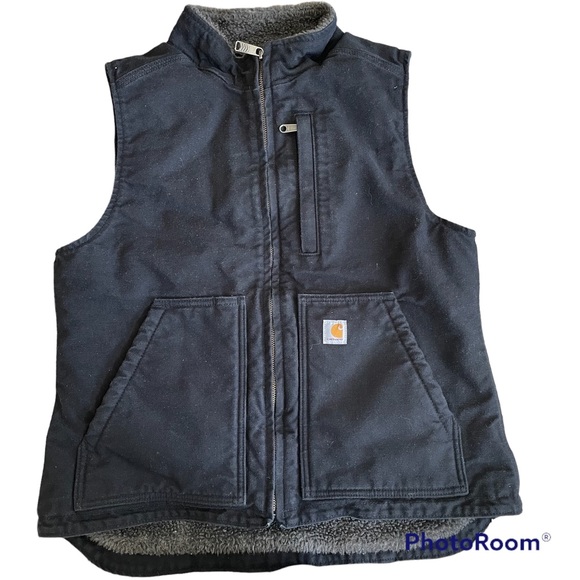 Carhartt Jackets & Blazers - Carhartt Womens Vest Sherpa Lined Size M 8/10 Zip Up Gray Utility Canvas